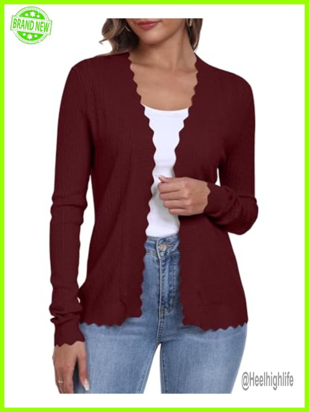 COSSEN Women's Open Front Crochet Knit Cardigan Long Sleeve Lightweight Summer